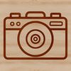 Illustrated digital camera icon with modern design elements.