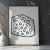 A 2D illustration of a wedge-shaped block of cheese.