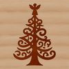 A festive Christmas tree silhouette with branches and ornaments in a vector format.