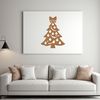 Decorative digital illustration of a Christmas tree with ornaments and lights.