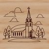 Beautiful Church Illustration in Vector Format A simple illustration of a church building with a single spire, suitable for use in various graphic design projects.