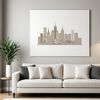Detailed Building Silhouettes A detailed illustration of a city skyline with various buildings and skyscrapers.