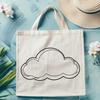 Clean Line Cloud Icon A white, fluffy cloud symbol with transparent background.