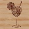 A simple illustration of a cocktail in a glass, designed as vector art for digital use.