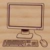 High-Tech Computer Design Vector Art A high-resolution illustration of a computer desktop with keyboard and monitor.