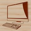 Computer Keyboard Design Vector Art An illustration of a modern desktop computer setup with a keyboard in the foreground.