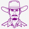 Digital Cowboy Character SVG Graphics A digital illustration of a cowboy in a Western setting, created as a vector graphic for customizable designs.
