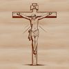 A simple cross with the figure of Christ depicted on it, designed as a vector graphic.