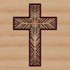 A simple, graphic representation of a crucifix, suitable for various designs.