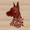 Vector Doberman Pinchers Head A detailed illustration of a Doberman Pinscher's head, featuring ornate details and intricate design elements.