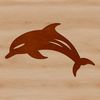 Fin-tastic Dolphin Silhouette A graphic illustration of a dorsal finned marine mammal swimming through the ocean.