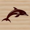 An illustration of a dolphin in the ocean, suitable for use as vector art.