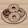 A graphic illustration of a single glazed donut on a white background.