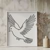 White Dove Illustration in Vector Format A digital illustration of a white dove perched on a branch, created as a vector graphic.