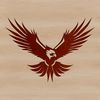Soaring Eagle Graphic Design A detailed illustration of a soaring bird of prey in flight, typical of the eagle species.