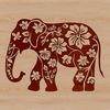Exotic Elephant Silhouette A single elephant standing in a natural setting, adorned with ornate floral patterns.