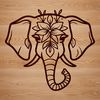 An ornate vector graphic of a majestic safari animal, specifically the elephant, in high-resolution format.