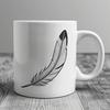 Whimsical White Feather Design A single white bird's feather with soft, rounded edges, designed as a vector graphic.