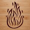 Digital representation of a flame shape with detailed lines and curves.