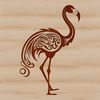 A detailed illustration of a flamingo standing on one leg in a natural habitat.