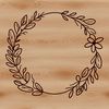 Beautiful Circular Floral Design Wreath A floral design in the shape of a circular wreath with leaves and stems.
