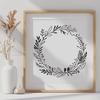 Beautiful Interlocking Floral Pattern Wreath A digital floral wreath design made up of interlocking leaves and flowers in a repeating pattern.