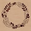 A circular floral design made up of intricate leaves and stems, ideal for vector art and cutting machine projects.
