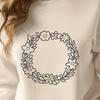 Intricate Flower and Leaf Wreath Clipart Floral SVG design featuring a decorative wreath with intricate details.