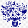 Stylized Flower Arrangement Vector Art A stylized bouquet of flowers with curved stems and leaves, ideal for vector art designs.