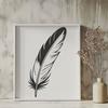 A stylized, 2D illustration of a bird's feather in vector format.