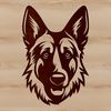 German Shepherd Head SVG Clipart An illustration of a German Shepherd's head, created as vector art for various design purposes.