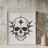 Free Gothic Style Skull Clip Art for Digital Design A stylized gothic-style skull illustration in vector format, suitable for digital design and craft projects.