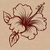 Close-up illustration of a hibiscus flower with detailed petals and center details.