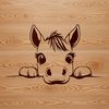 Whimsical Steed Illustration A stylized illustration of a horse with its head peeking out from behind a decorative element.