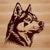 Cute Dog Face Clip Art SVG A digital illustration of a Siberian Husky dog's head, suitable for use as clip art in various design projects.