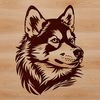 Free Downloadable Dog Head Illustration A close-up illustration of a Siberian Husky's head, perfect for clipping or stenciling.