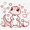 Small Lizard Graphic A vector graphic representation of a small lizard with sharp teeth and claws.