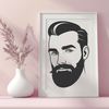 Bearded Man SVG Vector Graphic A vector illustration of a bearded man, ideal for cutting machine designs or stencil printing.