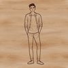 A vector illustration of a male figure in simple outline form.