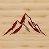 A digital illustration of a mountain landscape, suitable for vector graphics and cutting machine designs.