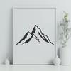 A digital illustration of a mountain landscape in a vector format, suitable for cutting machines and laser cutters.