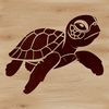 A detailed illustration of a sea turtle swimming in the ocean, suitable for use as clip art or vector graphics.