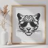 Vector Feline Portrait with Shades A wild animal with the characteristics of a big cat, depicted in vector format.