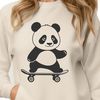 Wild Panda on Wheels A cartoon-style illustration of a wild panda sitting on a skateboard, created as a vector design.