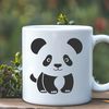Cuddly Panda in Nature A black-and-white illustration of a cuddly giant panda in a natural habitat.