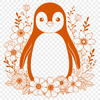A simple illustration of a penguin in a single color.