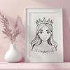 Stylized Princess Character Clip Art Design An SVG clip art design featuring a stylized girl as a princess character.