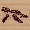 A realistic illustration of a sea turtle swimming in the ocean, suitable for design projects and artwork.