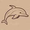 Aquatic Mammal Graphic An illustration of a dolphin swimming in the ocean, suitable for vector graphics and design projects.
