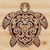 Free Clip Art Sea Turtle Graphics An ornate, digital representation of a sea turtle, ideal for use as clip art or a stencil for crafting and DIY endeavors.